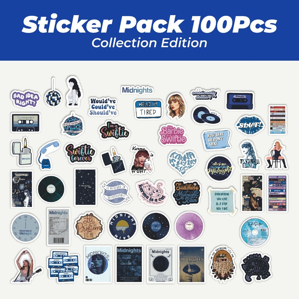 

Hot Stiker Music Album Midnights Lucu Anti Air Stikers Berperekat Waterproof Sticker Decal Buat Motor Helm Buku Journal Koper Casing HP Laptop Botol Minum