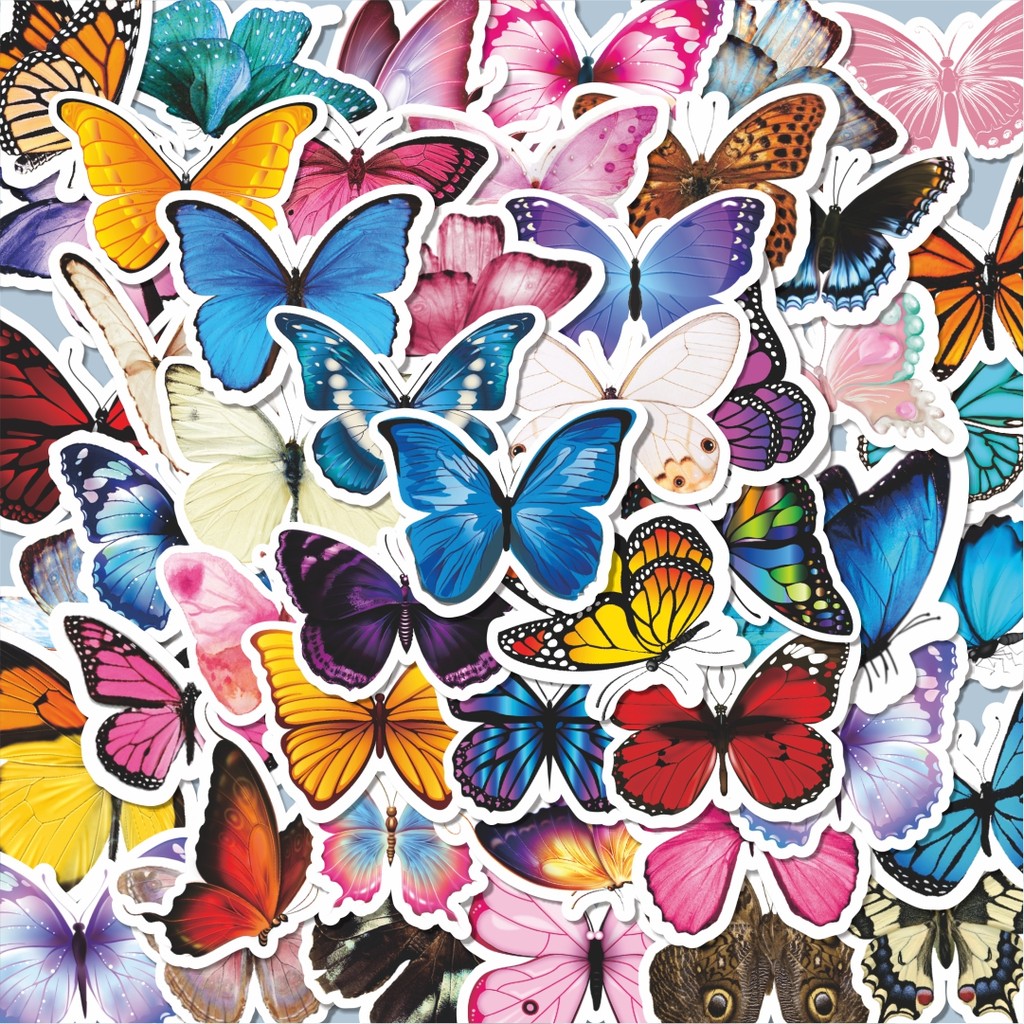 

100PCS Lucu Stiker Watercolor Butterfly Series [Seri Kupu-Kupu Cat Air ]Stiker Aesthetic Stiker Anti Air Stikers Berperekat Waterproof sticker decal buat Motor Helm Buku Journal Koper Casing HP Laptop Botol Minum Hadiah anak