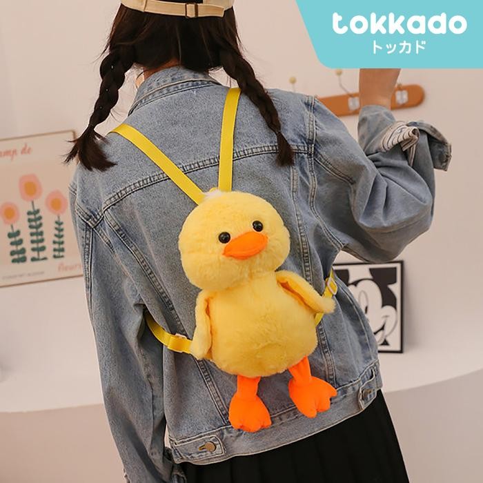 TOKKADO Asato Yellow Chick Backpack Tas Ransel Anak Ayam Kuning Bulu Boneka Lucu