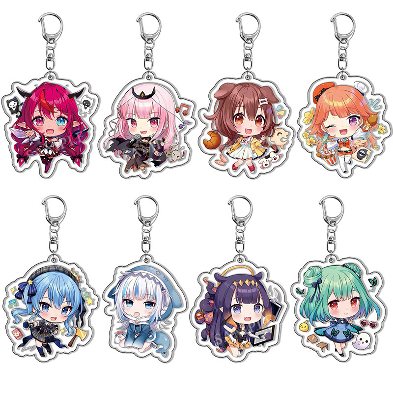 Anime Hololive Vtuber Keychain Cartoon Figures Inugami Korone Shirakami Fubuki Collection Key Ring B