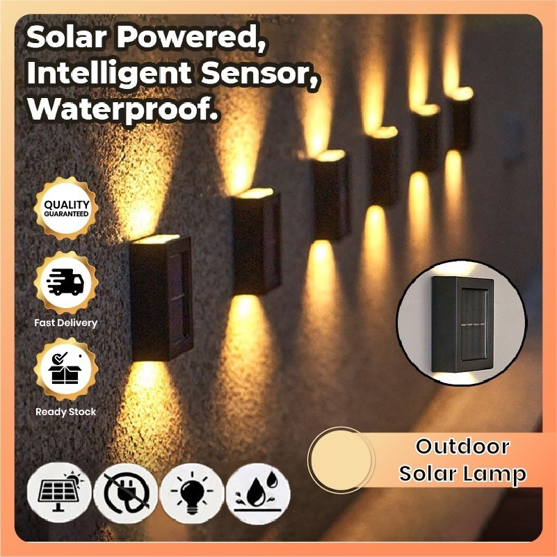 Lampu Sorot Dinding Taman Led Tenaga Surya / Lampu Taman Sorot 2 Arah Solar Led Wall Light