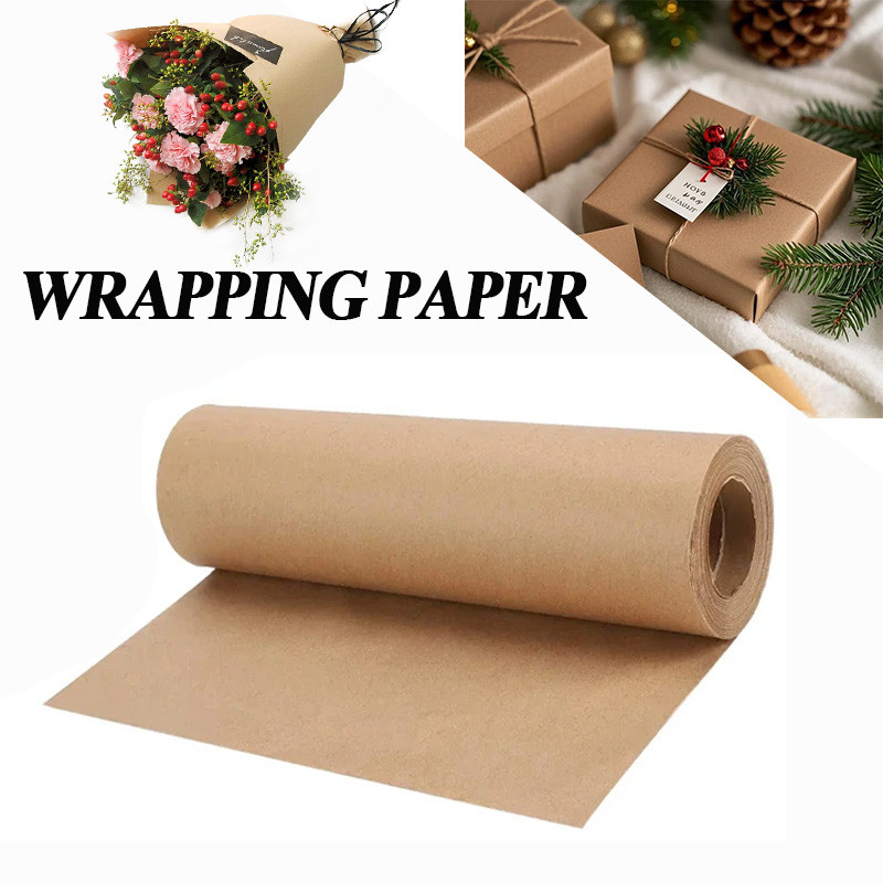 

1 Roll 30cm X 5m Kraft Paper Roll for Gift Wrapping Moving Packing Brown Paper Roll for Painting Crafts DIY Flowers and Gifts