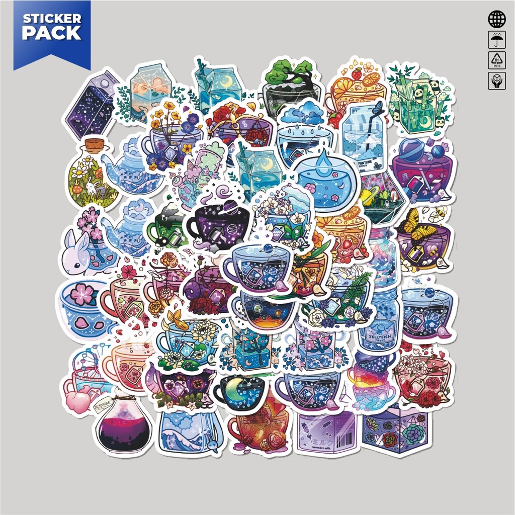 

[100PCS]Stiker Pack Stiker Colorful Cups Aesthetic Vinyl Anti Air Dekorasi Sticker Laptop Buku Journal Koper Helm Casing HP Gitar Helm Skateboard
