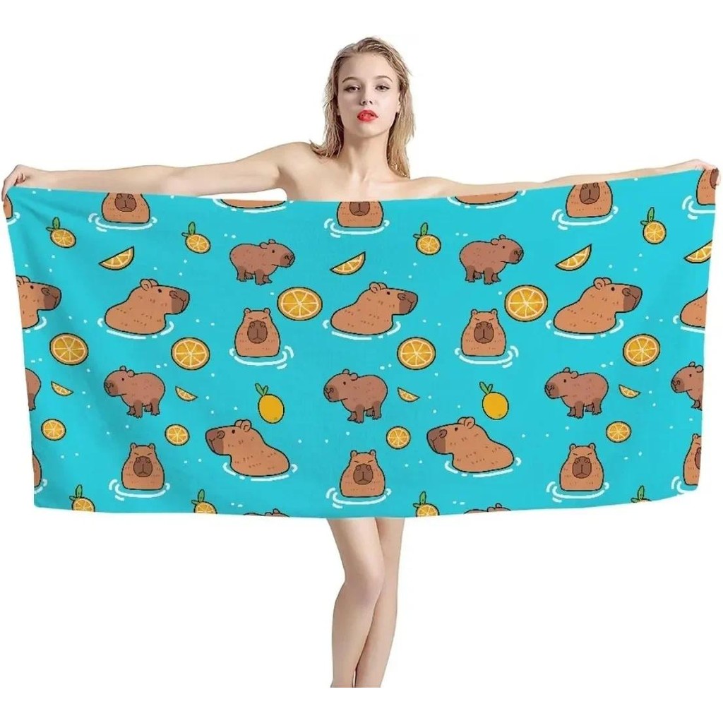 Cute Capybara Bath Towel - Fun Design, Soft Absorbent, Perfect for Summer Relaxation, Adds Playful V