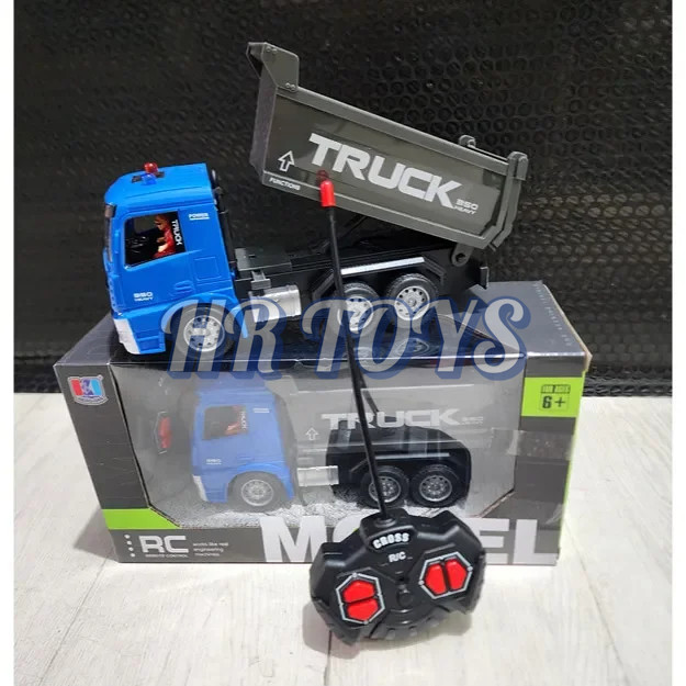 Mainan Mobil Remote Control Truk RC Dump Hidrolik 1:20 Bisa Angkat Bak + Lampu Suara