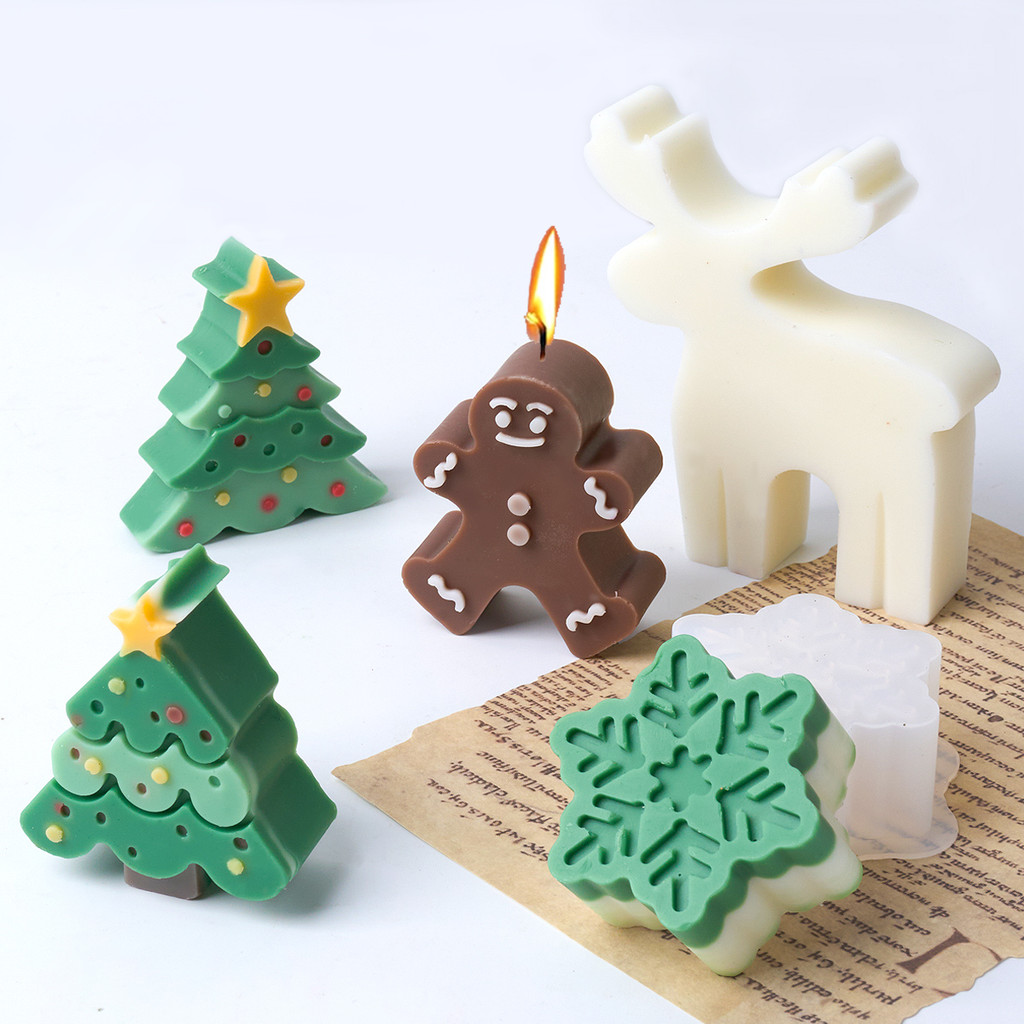 

Tree Snowflake Silicone Candle Mold DIY Xmas Ornaments Making Soap Plaster Resin Casting Molds Home Decor Craft Gifts