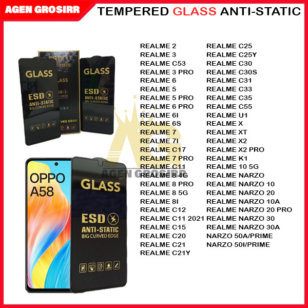 AG- ANTIGORES KACA STATIC REALME 2-3 PRO-5 PRO-6-6 PRO-6I-6S-7I-C17-7 PRO-8 4G-8 PRO-8 5G-8I-9I-C1-C