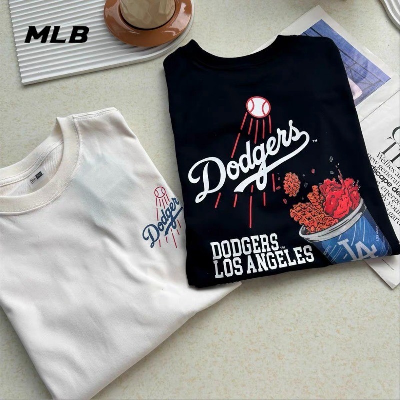 Kaos T-shirt MLB NY 100%Original Loose Round-neck Pure Cotton Short-sleeved T-shirt For Men