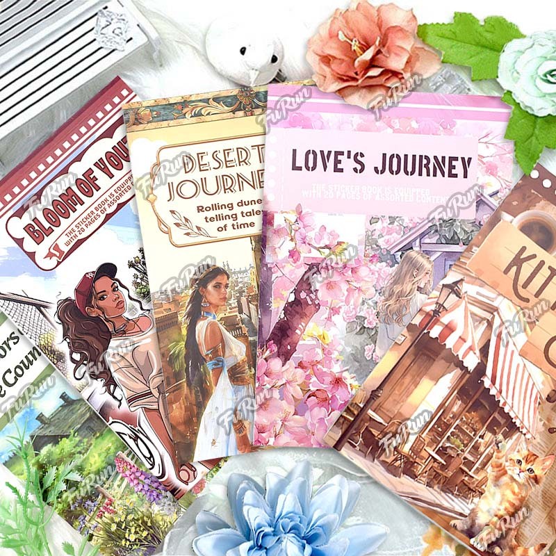 

Girls Flower Stickers Pink Sakura Sports Girl Ancient Egypt Sticker Book Per-Cut PET Washi Paper Stickers Scrapbooking Journal