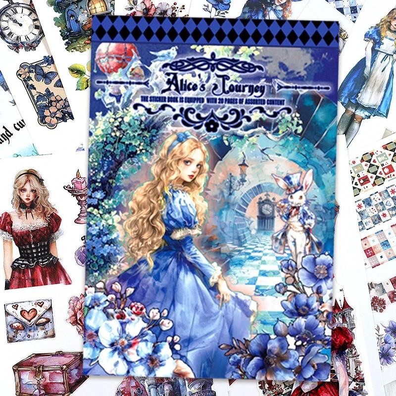 

20Sheets Kawaii Girl Sticker Book Alice in Wonderland Aesthetic Decorative PET Washi Sticker Material Paper Scrapbooking Journal