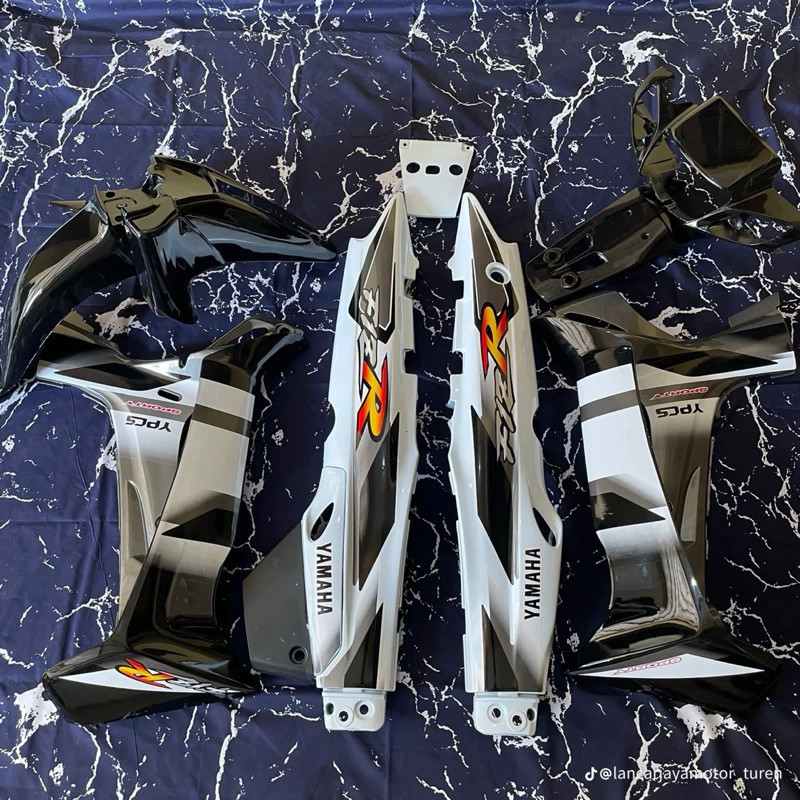 Paket cover dek bodi body fullset lengkap YAMAHA FIZ R FIZR F1ZR F1Z R plus sticker warna hitam puti