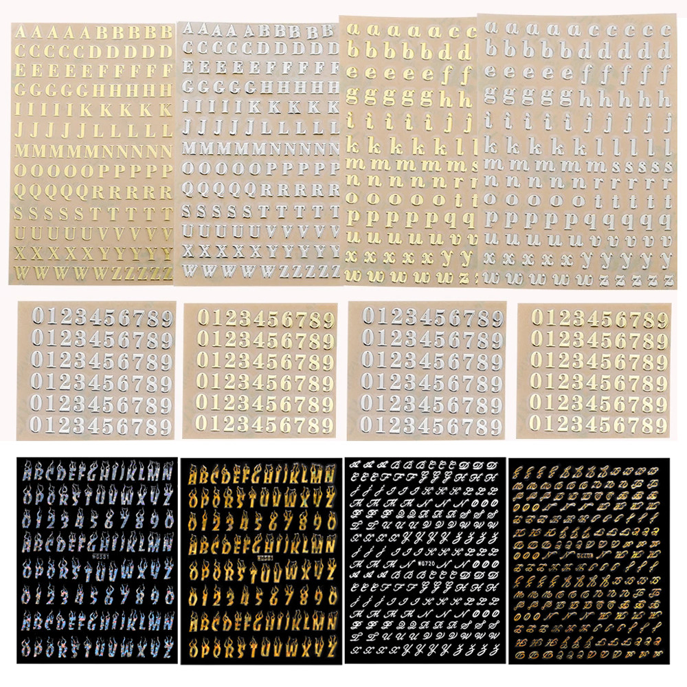 

2-9mm Alphabet Letters Numbers Decor Stickers Gold Silver Epoxy Resin Filler For DIY Silicone Molds Craft Making Fillings