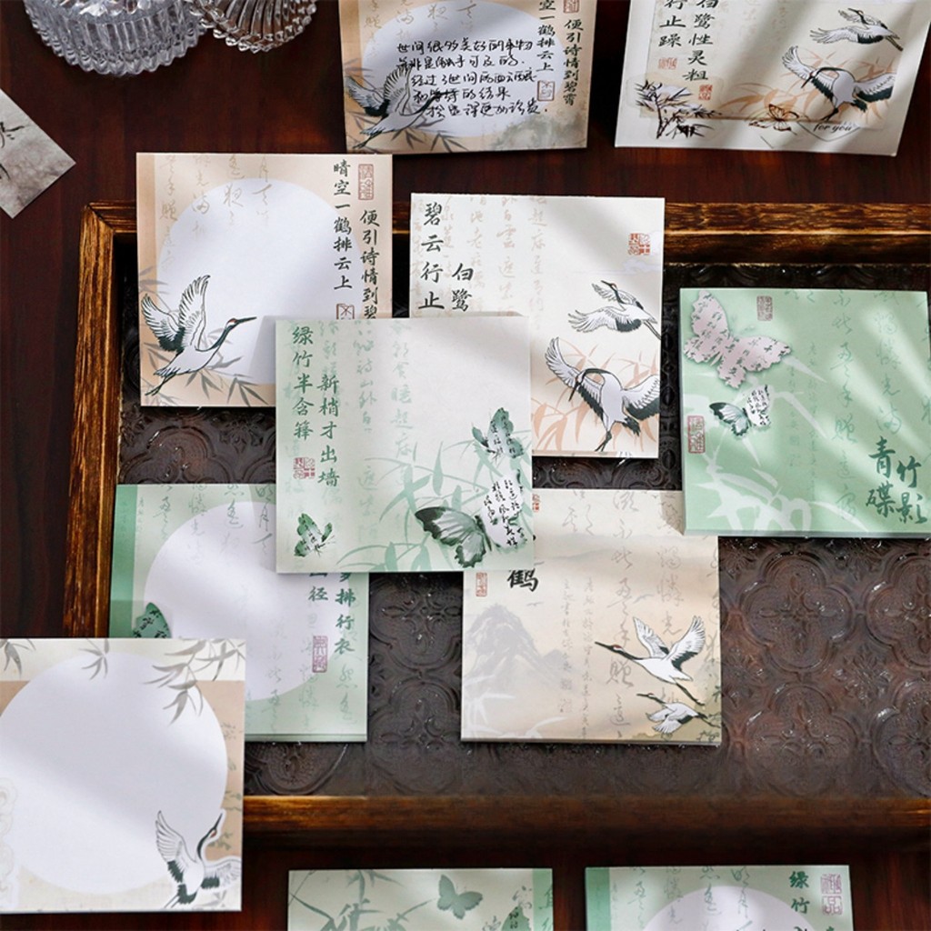 

1pc Chinese Vintage Style Meme Pad for Gift Handmade Diy Paper Notepad Non-stick To Do List 8x8cm Journaling Stationery