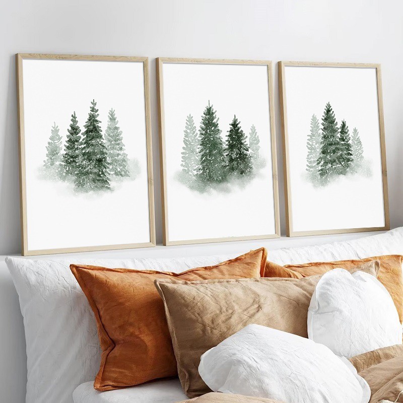 

Watercolour Tree Winter Snowy Evergreen Pine Tree Forest Poster Print Canvas Painting Wall Art Room Home Decor