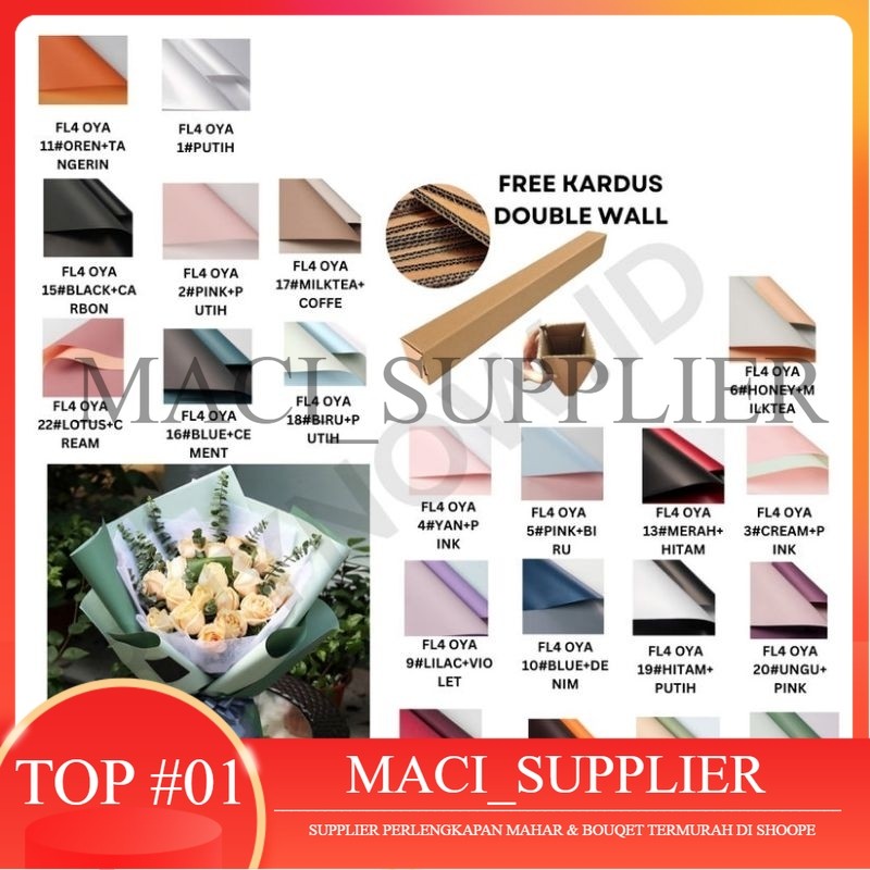

FL4 Kertas Bunga Buket Dua Warna Bi Color/Kertas Buket Bunga Florist Cellophane
