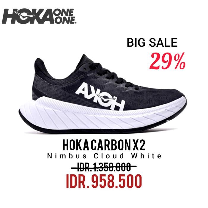 SEPATU RUNNING HOKA CARBON X2 BLACK WHITE MEN'S RUNNING 100% ORIGINAL BNIB / SEPATU SNEAKERS PRIA DA