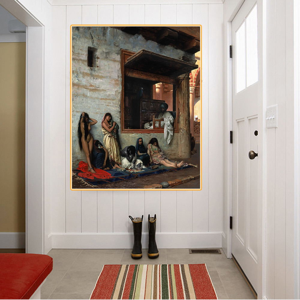 

Citon Jean-Leon Gerome《The slave market》Canvas Oil Painting World Famous Artwork Poster Picture Wall Art Decor Home Decoration