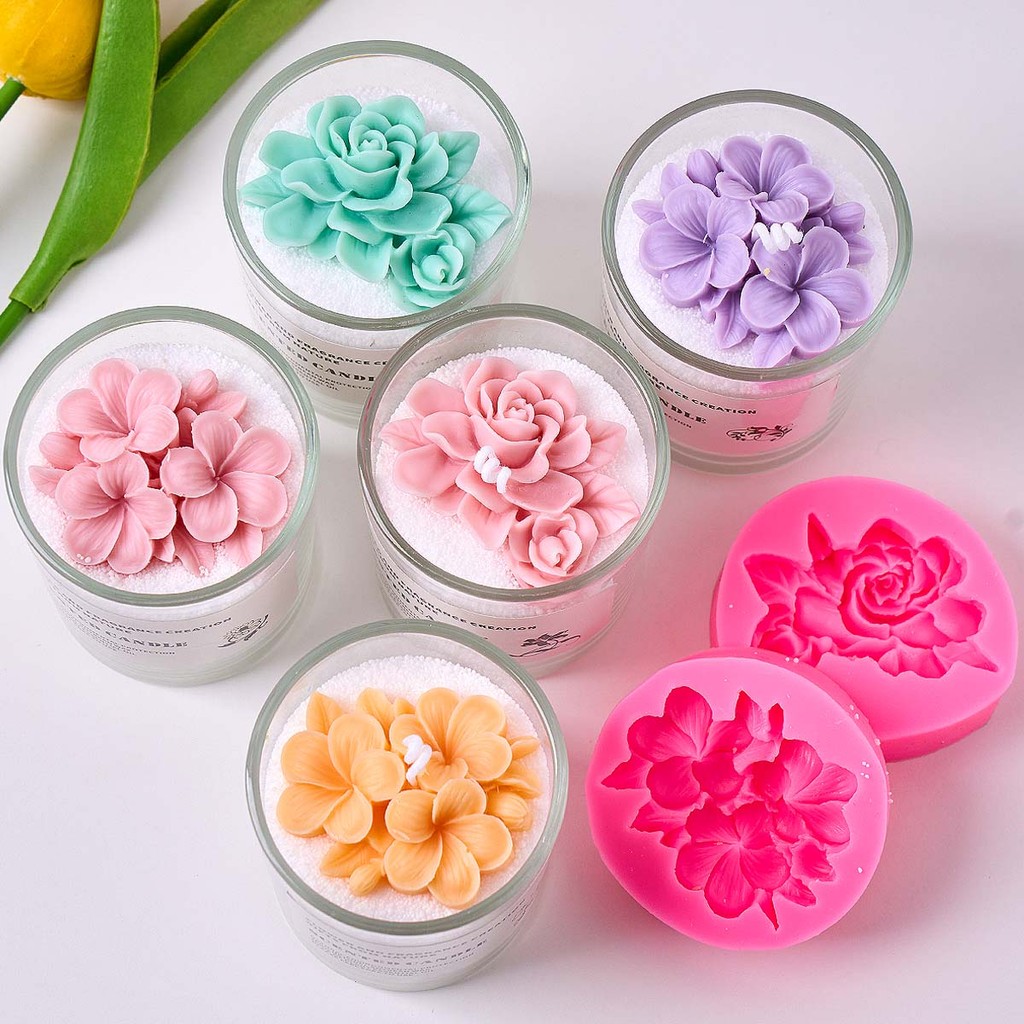 

3D Gardenia Plumeria Flower Silicone Candle Mold DIY Handmade Soap Gypsum Resin Molds Chocolate Cake Baking Tool Wedding Gifts