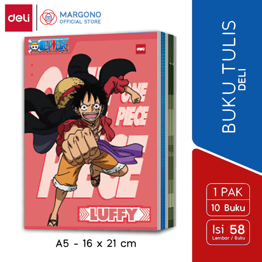 

Deli Buku Tulis Tebal A5 58 Lembar One Piece 8 - 10 buku sekolah (1 pak)
