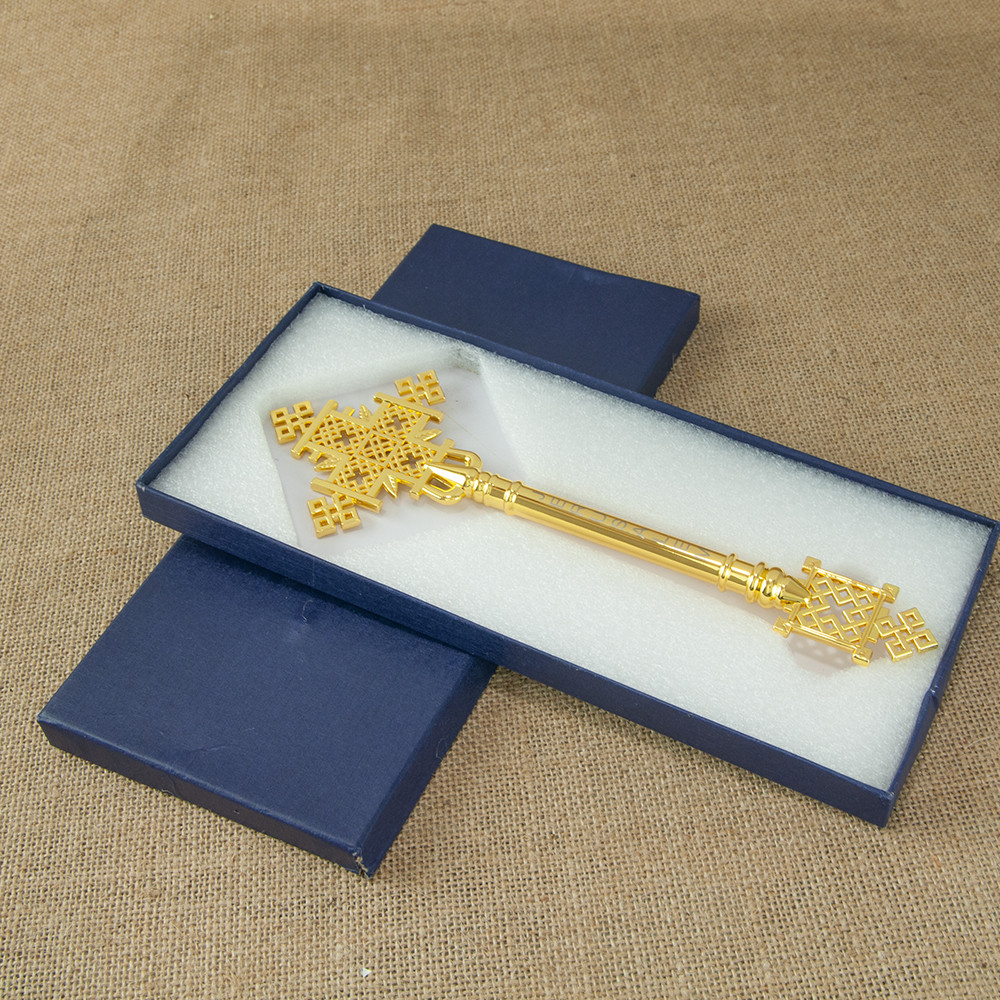 Religious Orthodox Ritual Father Pastor Hand Holding Cross Jerusalem Cross Gold Religious Gift Zinc 