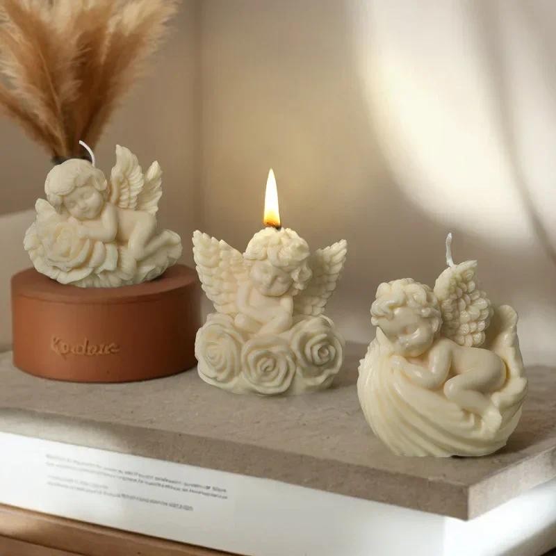 

Rose Angel Candle Silicone Mold 3D Baby Angel Portrait Craft Sculpture Plaster Cement Clay Resin Mould DIY Handmade Soap Making