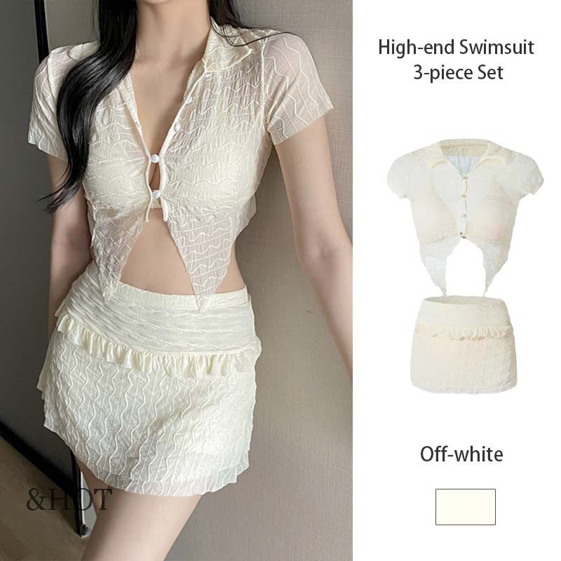 HOT_Split  Rok  Baju Renang  Seksi  Mewah  Bikini  Wanita  Set 3 Potong