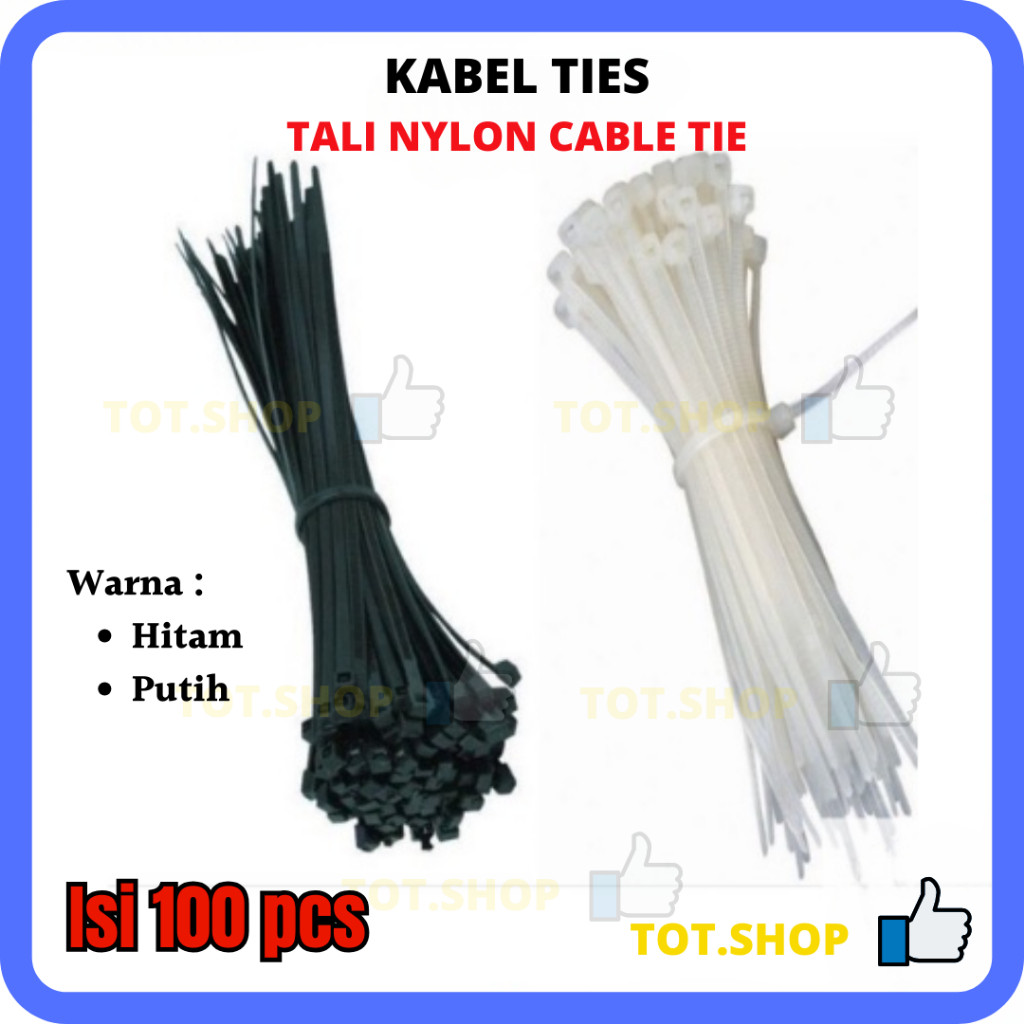

[Min 5] [ISI 100pcs] Kabel Ties Putih/Hitam Asli Nylon Cable Tie White/Black Tis Murah