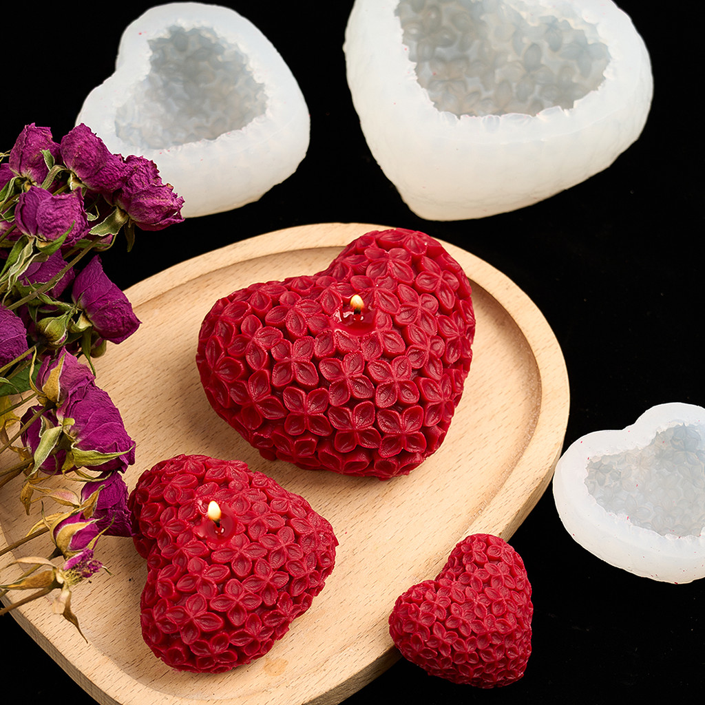 

3D Love Flower Silicone Candle Mold DIY Heart Scented Soap Molds Plaster Resin Chocolate Baking Making Kit