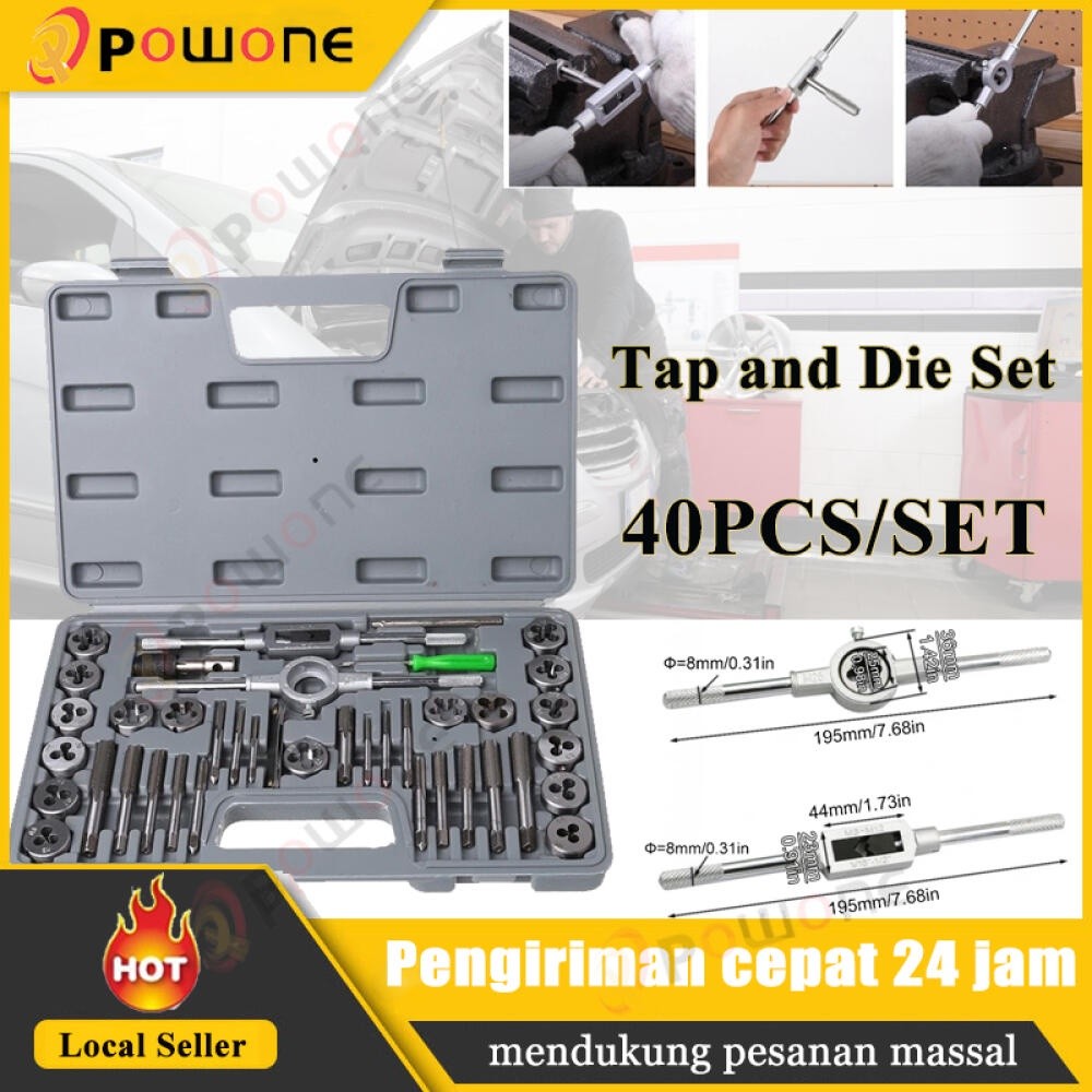 40 Pcs Metrik Tap Die Set Alat Ulir Tangan Alat Ulir Sekrup Tungsten Carbide