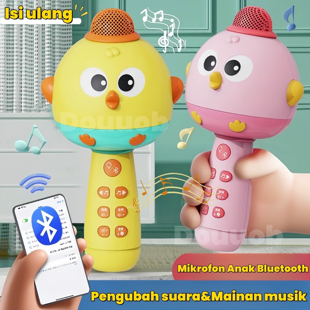 TINATAH Mainan Mikrofon Anak/Mikrofon Nyanyi Bluetooth Wireless dengan Speaker/Mainan Karaoke Anak P