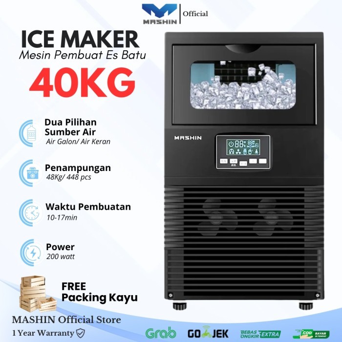 

Mashin - Ice Cube Maker 40-150kg/Hari Mesin Pembuy Es Batu Kristal - Type 40kg/day