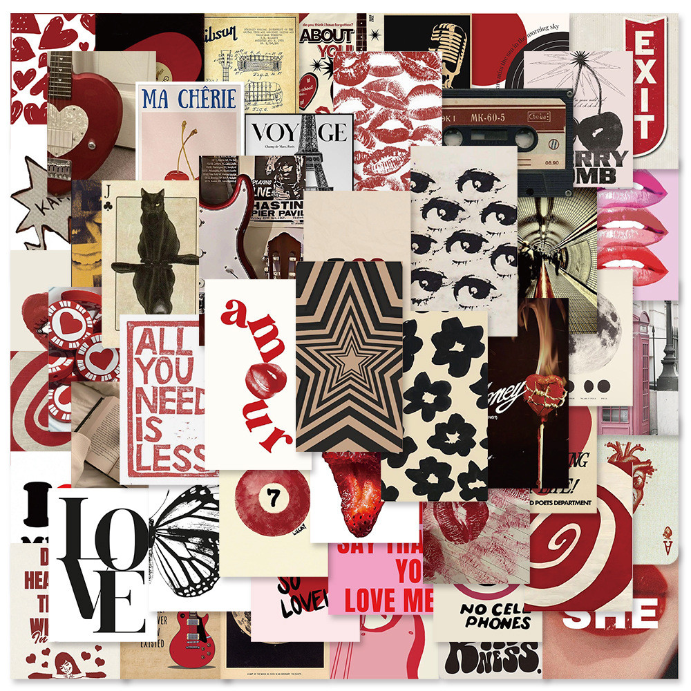 

50Pcs Retro Y2K Girls Stickers Downtown Y2K DIY Stickers Scrapbooking Phone Luggage Skateboard Waterproof Decals