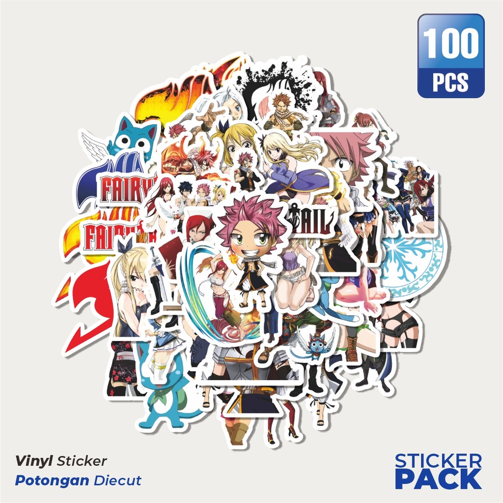 

Super Hemat! 100 PCS Stiker Anime Series Fairy Tai Character Mix Dekorasi Lucu Kreatif untuk Notebook, Skateboard, HP