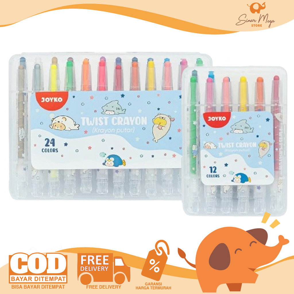 

JOYKO Twist Crayon TWCR-AB Mini - Krayon Putar Kecil Isi 12/24 Warna Murah Berkualitas