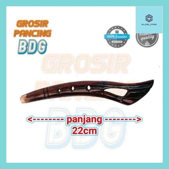 Alzam Pahul Gagang Joran Timbang Ukir Kayu - Model1, Gelap mcw7