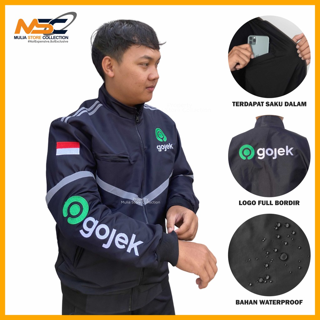 Jaket Bomber Pria Waterproof / Jaket Go Jek Hitam Anti Air / Jaket Maxim Terbaru / Jaket Ojol Murah