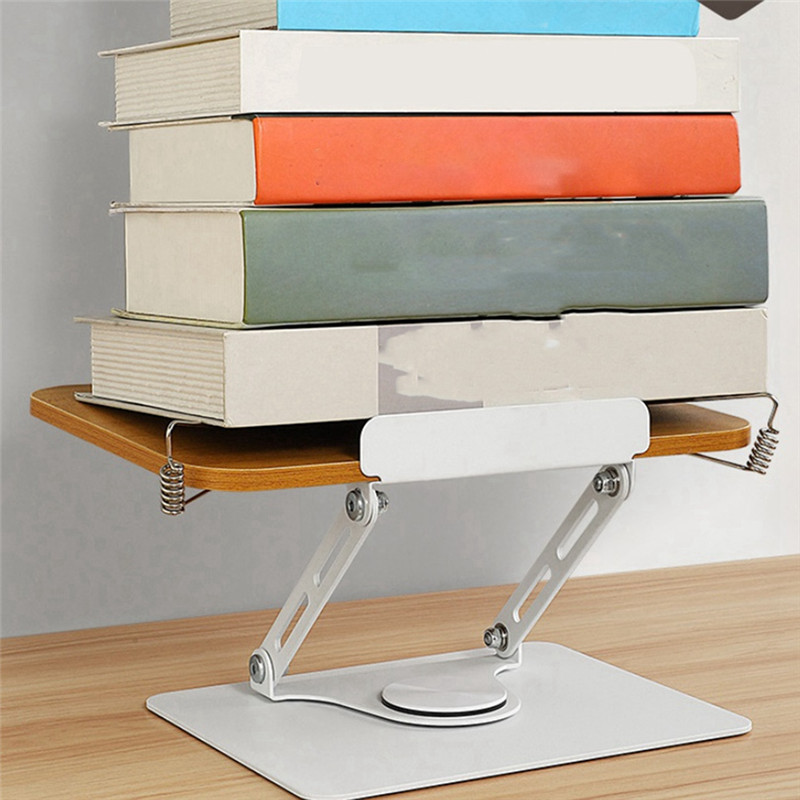 

360°Rotating Base Book Stand Holder For Reading Hands Free Foldable Book Display Stand With Paper Clips Wood Panel Stand Durable