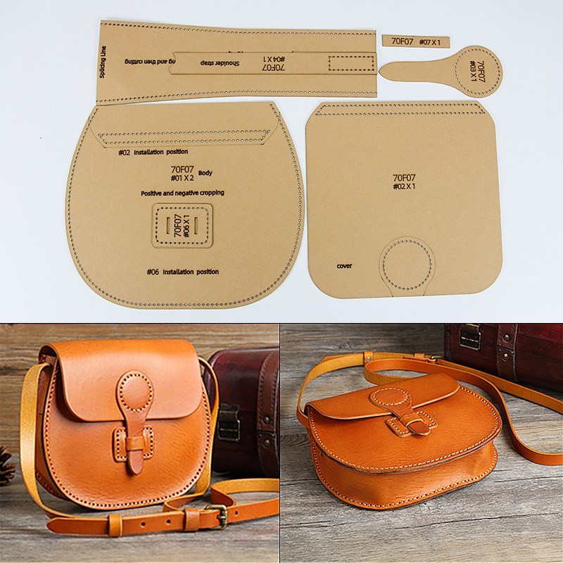 

YOMDID DIY Handbag Pattern Stencil Leather Tool Paper Template Vintage Shoulder Bag Handmade Leather Tools outil pour le cuir