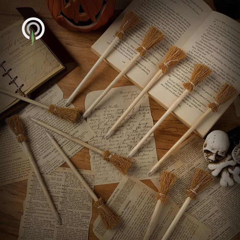 

AEE9-14PCS Witch Broom Stick Pencils Halloween Wizard Wand Pencils For Party Gift Goodie Bag Fillers