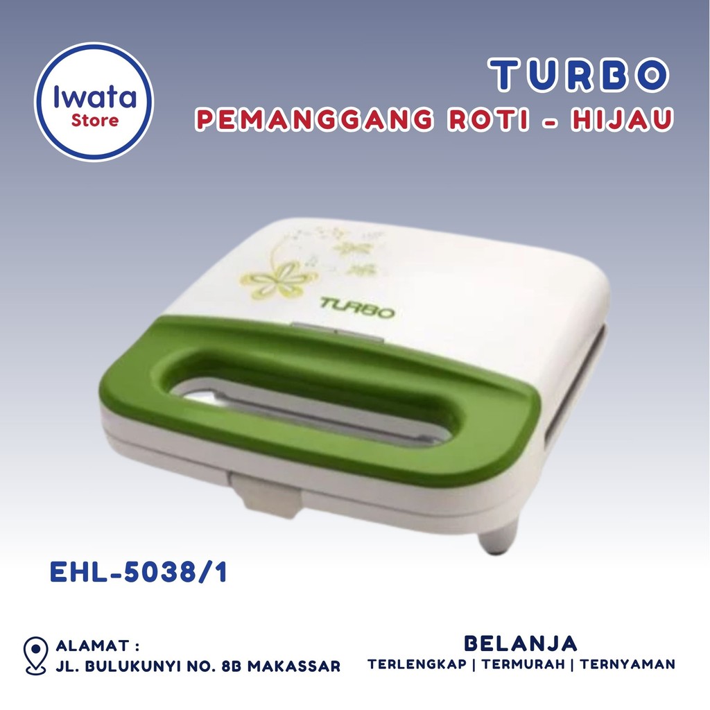 Pemanggang roti cetakan sandwich / cetakan sandwich roti bakar /sandwich maker low watt Turbo Hijau 