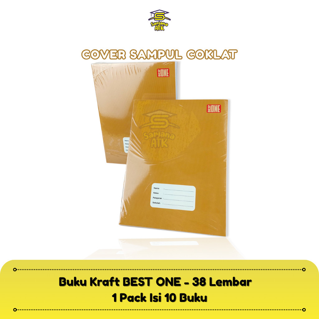 

(10pcs) Buku Tulis Kraft / Buku Catatan Sekolah Sampul Coklat BEST ONE 38 Lembar
