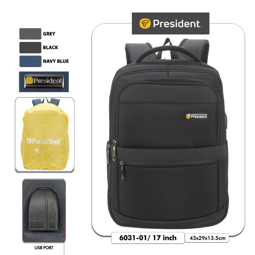 PRESIDENT Ransel Backpack Laptop Pria Wanita Tas Punggung Laptop