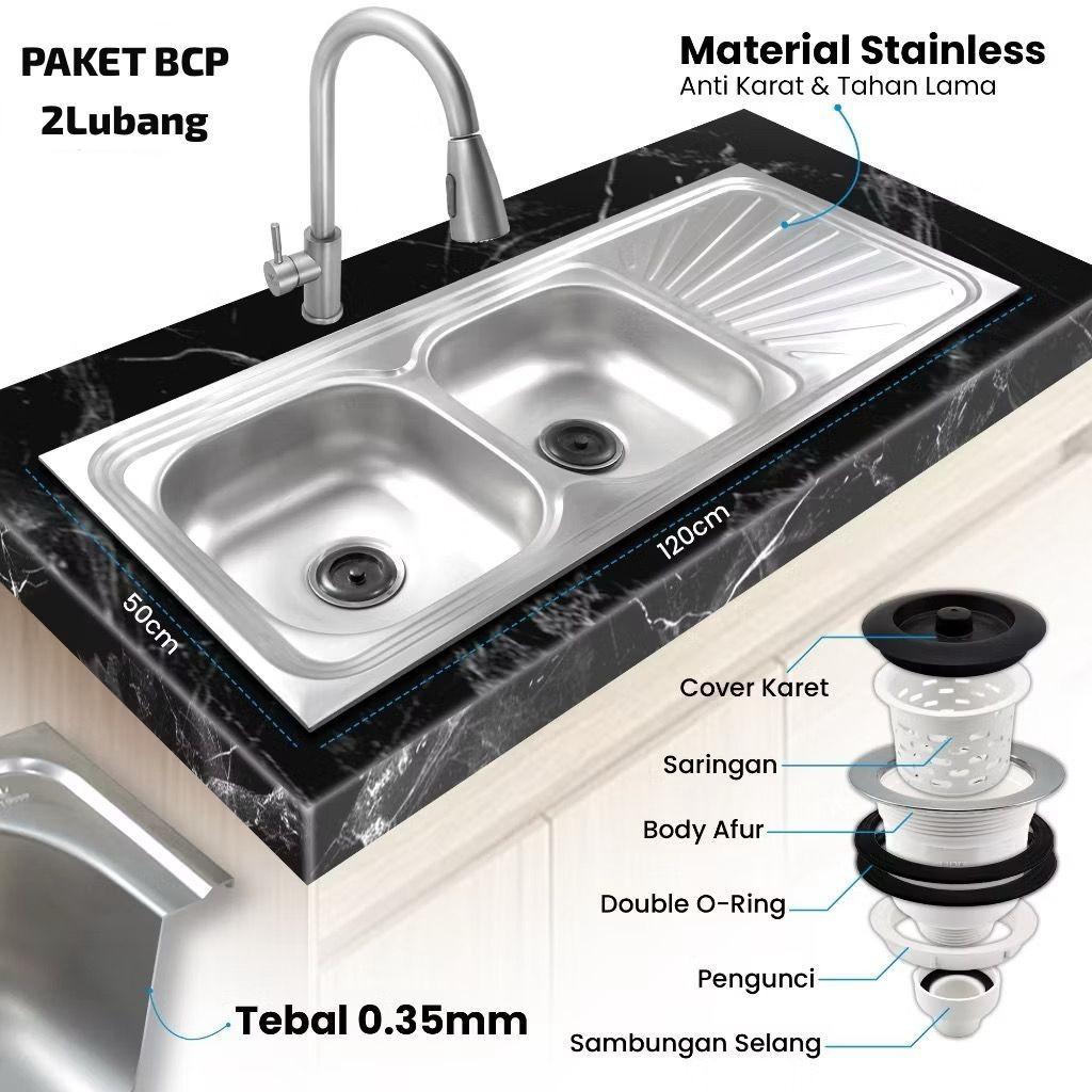 PAKET BAK CUCI PIRING 2 LUBANG DENGAN SAYAP / TATAKAN PIRING