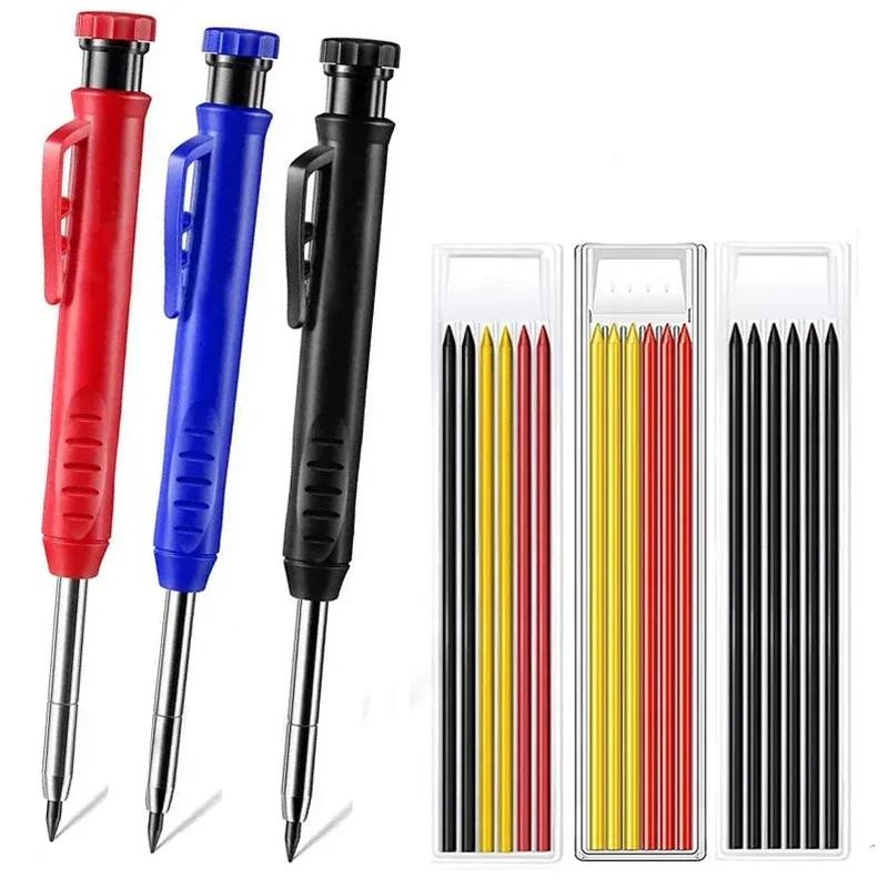 

Solid Carpenter Pencil Set Mechanical Pencil 3 Colors Refill Carpentry Marking Scriber Construction Tools Woodworking Tools
