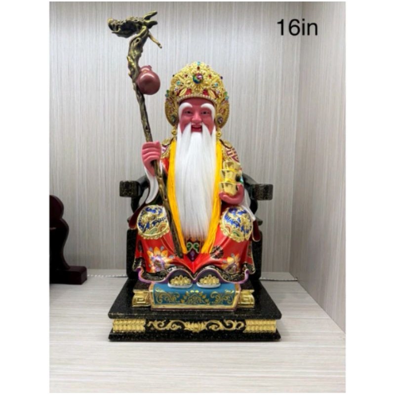 patung dewa bumi/ tecukong / tutikong - kayu taiwan - 16inch - merah - mt