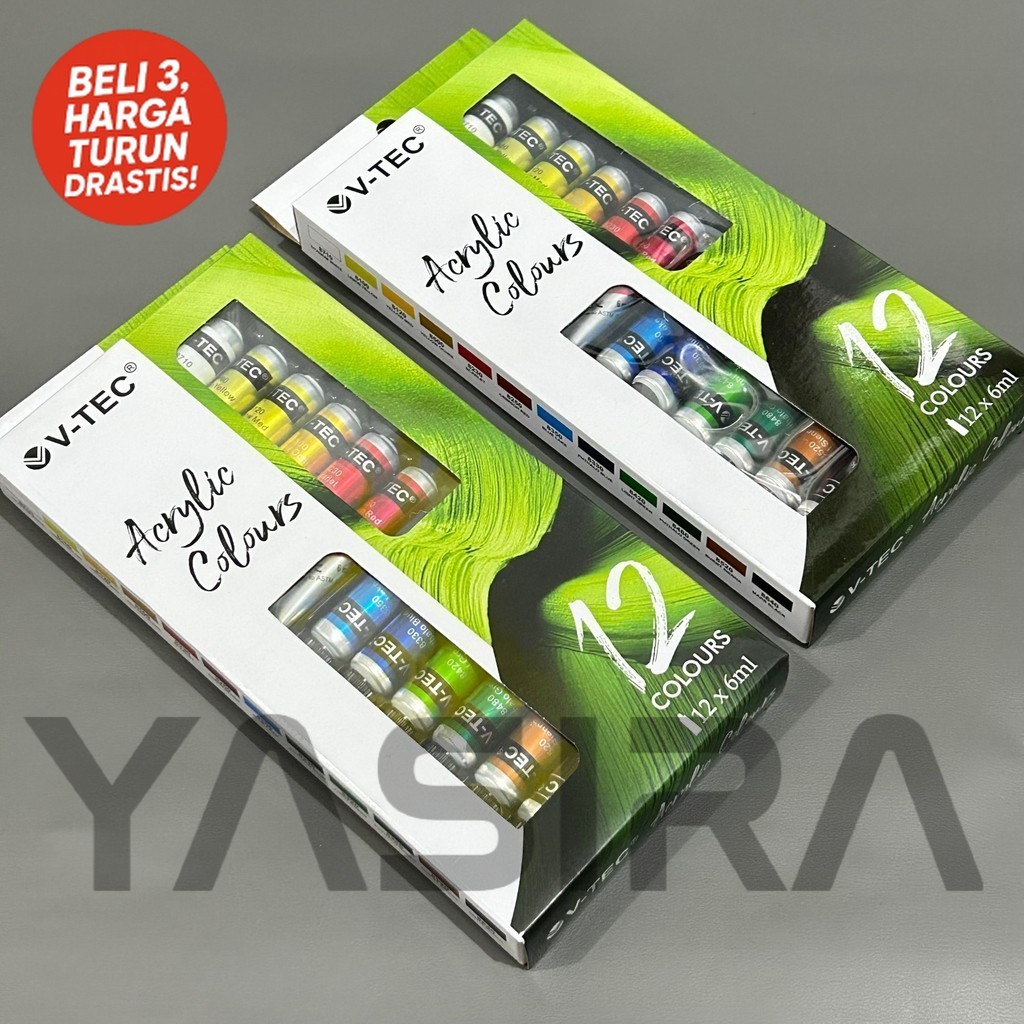 

1 SET 12 WARNA Cat Acrylic 6Ml V-tec 12 Warna