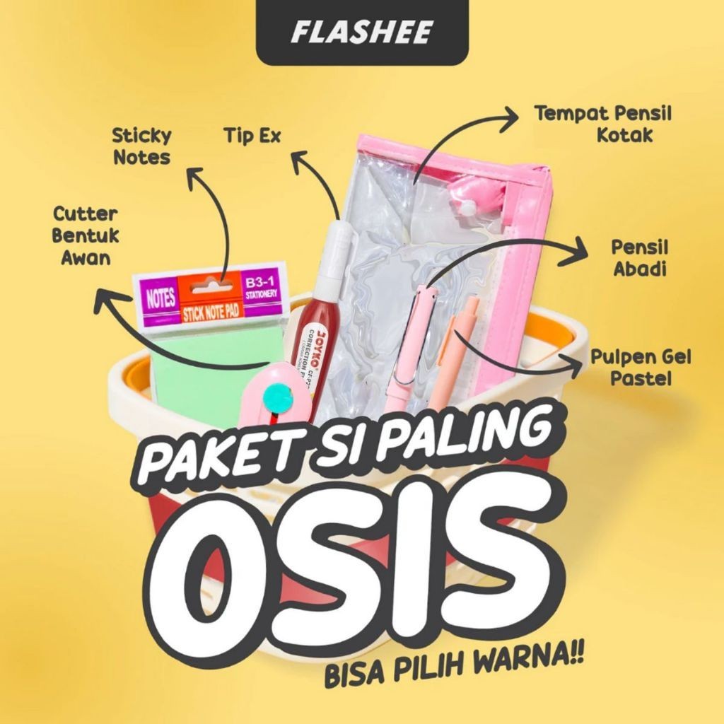 

Flashee Tempat Pensil Set Paket Alat Tulis Sekolah 6IN1 Free Cutter Pemotong Mini