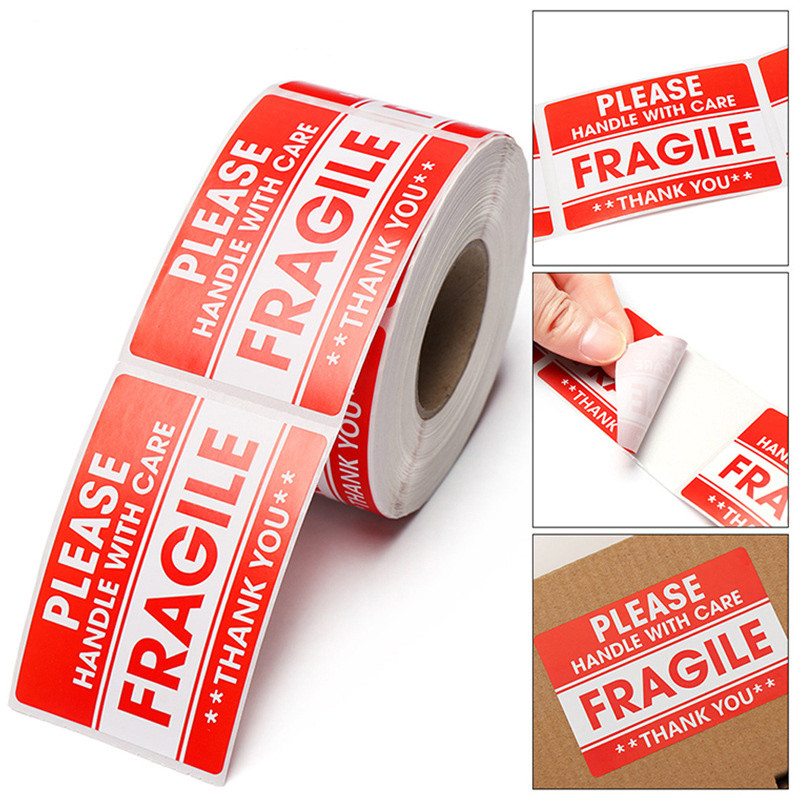 

1000/500PCS English Fragile Stickers The Goods Please Handle With Care Warning Express Labels DIY Supplies