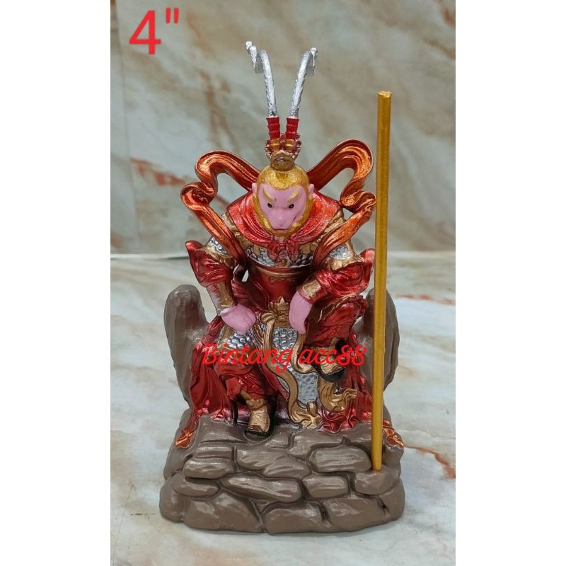 patung dewa kera sakti / sun go kong - duduk - fiber - 4inch