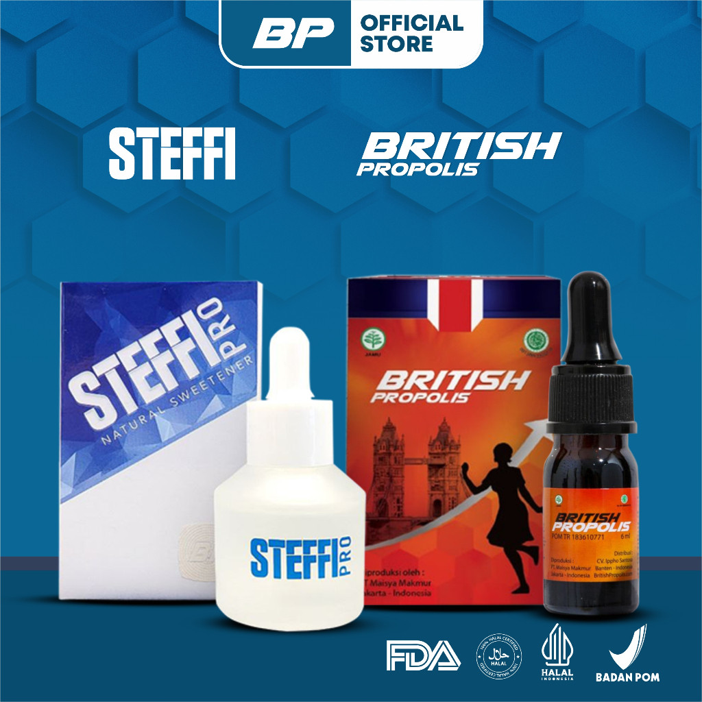 

STEFFI PRO + BRITISH PROPOLIS Solusi Diabetes Pemanis Alami Stevia 0 Kalori Propolis Obat Diabetes